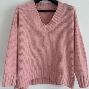 Aerie Pink V-Neck Sweater